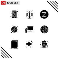 9 Thematic Vector Solid Glyphs and Editable Symbols of presentation graph zcash hardware data Editable Vector Design Elements