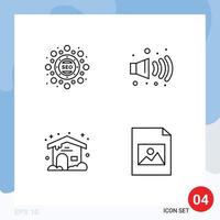 Pictogram Set of 4 Simple Filledline Flat Colors of marketing cloudy seo package pollution file Editable Vector Design Elements