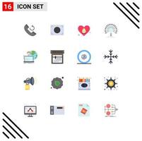 16 Universal Flat Colors Set for Web and Mobile Applications allocation outsource heart retrieval informational Editable Pack of Creative Vector Design Elements
