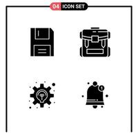 Modern Set of 4 Solid Glyphs and symbols such as devices luggage floppy camping idea Editable Vector Design Elements