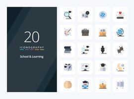 20 School And Learning Flat Color icon for presentation vector