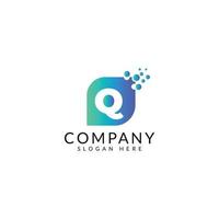 Q letter Logo With Dots. Q Icon Design with Bubbles. illustration of Initial letter Q . vector
