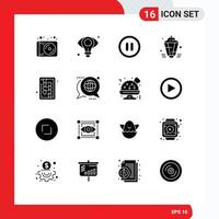 Set of 16 Commercial Solid Glyphs pack for board decoration interface eid lamp Editable Vector Design Elements