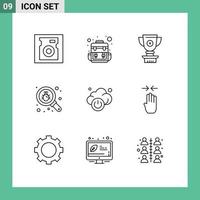 Group of 9 Outlines Signs and Symbols for technology cloud price security find Editable Vector Design Elements