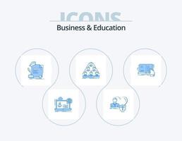 Business And Education Blue Icon Pack 5 Icon Design. build. agreement. home. award. degree vector