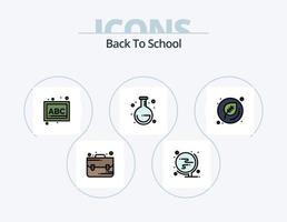 Back To School Line Filled Icon Pack 5 Icon Design. pencil. ruler. world. education. leaf vector