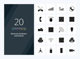 20 Devices Solid Glyph icon for presentation vector