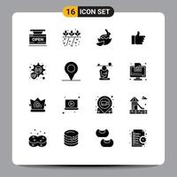 Mobile Interface Solid Glyph Set of 16 Pictograms of protection vote plant like nature Editable Vector Design Elements
