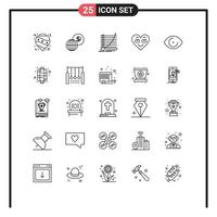 Modern Set of 25 Lines Pictograph of favorite heart modern emoji experience Editable Vector Design Elements