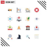 Modern Set of 16 Flat Colors and symbols such as connection global accident network help Editable Pack of Creative Vector Design Elements