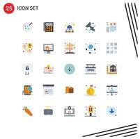 Stock Vector Icon Pack of 25 Line Signs and Symbols for satellite space calculator network hierarchical structure Editable Vector Design Elements