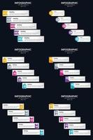 Vector 6 Infographics Pack Presentation slide template 5 Steps cycle diagrams and timelines