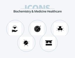 Biochemistry And Medicine Healthcare Glyph Icon Pack 5 Icon Design. medical. molecular. care. medical. dish vector