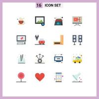 Set of 16 Modern UI Icons Symbols Signs for creative computer calendar repair computer Editable Pack of Creative Vector Design Elements