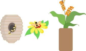 nido de abeja, abeja en busca de néctar vector