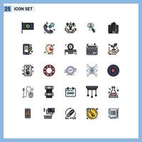 Set of 25 Modern UI Icons Symbols Signs for resources hunting hand hr search Editable Vector Design Elements