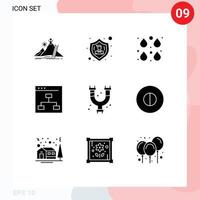 User Interface Pack of 9 Basic Solid Glyphs of people business user browser edit Editable Vector Design Elements