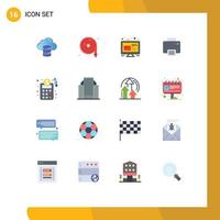 Pack of 16 Modern Flat Colors Signs and Symbols for Web Print Media such as accounts plan printed discount print friday Editable Pack of Creative Vector Design Elements