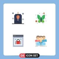 Pack of 4 Modern Flat Icons Signs and Symbols for Web Print Media such as birthday protected browser party insect web security Editable Vector Design Elements