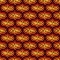 BLACK SEAMLESS ART DECO VECTOR BACKGROUND WITH RED AND YELLOW ABSTRACT ELEMENTS