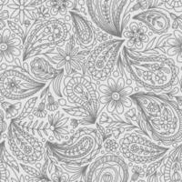 WHITE VECTOR SEAMLESS BACKGROUND WITH GRAY PAISLEY CONTOUR PATTERN