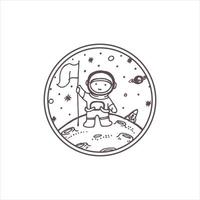 Illustration of a kid space or monoline vintage badge design vector