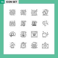16 iconos creativos signos y símbolos modernos de la hoja de otoño puntería disparando elementos de diseño vectorial editables vector