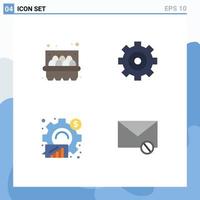 4 Flat Icon concept for Websites Mobile and Apps basket graph control analysis envelope Editable Vector Design Elements