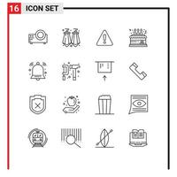 16 Thematic Vector Outlines and Editable Symbols of bell gift danger decoration cake Editable Vector Design Elements