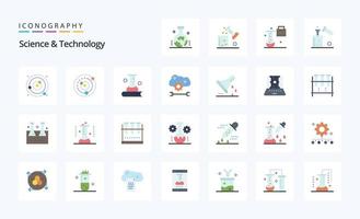 25 Science And Technology Flat color icon pack vector