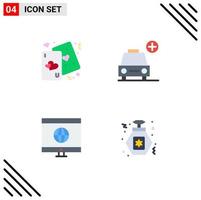 Universal Icon Symbols Group of 4 Modern Flat Icons of cards computer life plus learning Editable Vector Design Elements