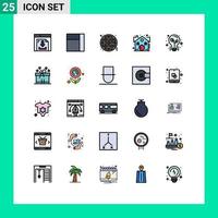 Set of 25 Modern UI Icons Symbols Signs for gift light bulb fast food light security Editable Vector Design Elements