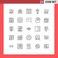 conjunto de 25 iconos modernos de la interfaz de usuario signos de símbolos para el negocio ganador en la página de logros elementos de diseño vectorial editables vector