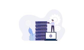 Data center concept, file management, cloud storage flat illustration vector