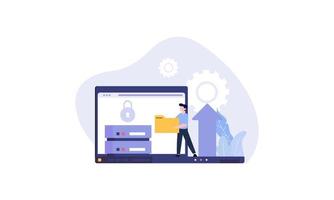 Data center concept, file management, cloud storage flat illustration vector