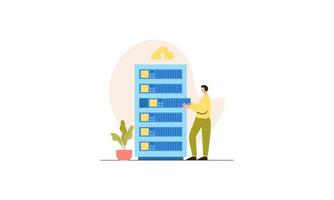 Data center concept, file management, cloud storage flat illustration vector