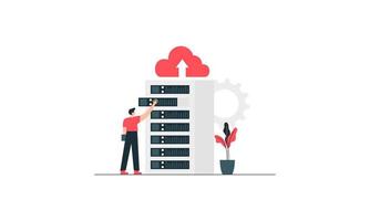 Data center concept, file management, cloud storage flat illustration vector