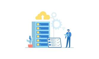 Data center concept, file management, cloud storage flat illustration vector