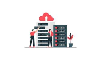 Data center concept, file management, cloud storage flat illustration vector