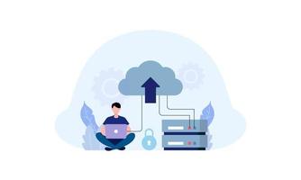 Data center concept, file management, cloud storage flat illustration vector