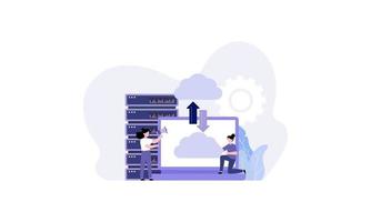 Data center concept, file management, cloud storage flat illustration vector