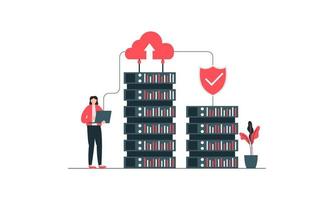 Data center concept, file management, cloud storage flat illustration vector