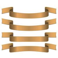 A set of award ribbons in gold color on a white background vector