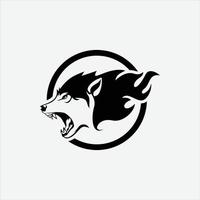 Ilustración de vector de logotipo de icono de lobo ardiente, ideas de elementos gráficos de silueta animal de vida silvestre