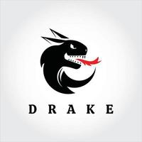 vector animal de diseño de logotipo de cabeza de dragón, elemento gráfico de mascota de monstruo de mito antiguo