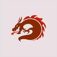 Cartoon Red Dragon Silhouette Tribal Animal, Design Illustration Element vector