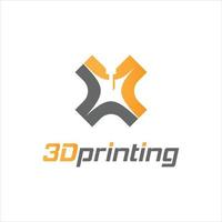 3D Printing Logo Design Industry and Technology Vector Graphic Template Idea