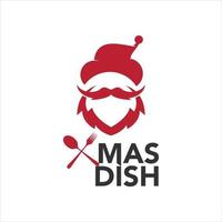 Christmas Food Logo Design with Santa Claus, Character or Mascot Graphic Element vector