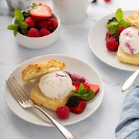 Shortcake ice cream sandwiches with fresh berries photo