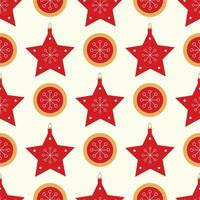 new Year pattern of a red star and a mug vector